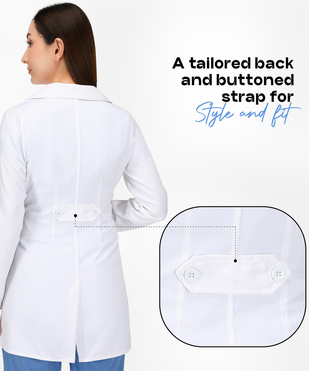 Women's Lab Coat with Side-Slit Access and 3 Pockets