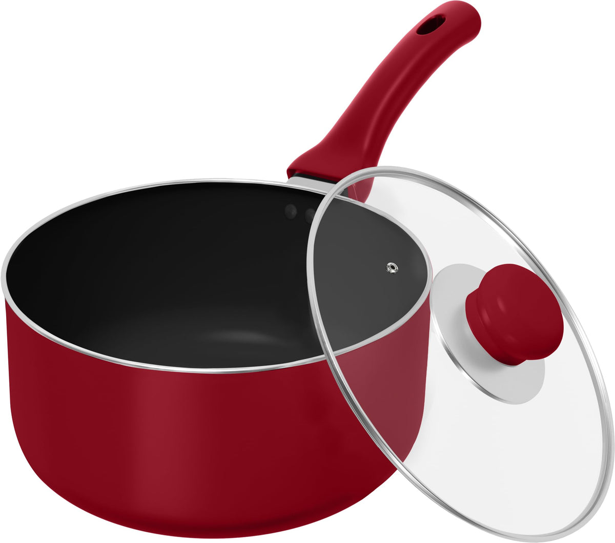 Nonstick Saucepan with Glass Lid & Detachable Handle