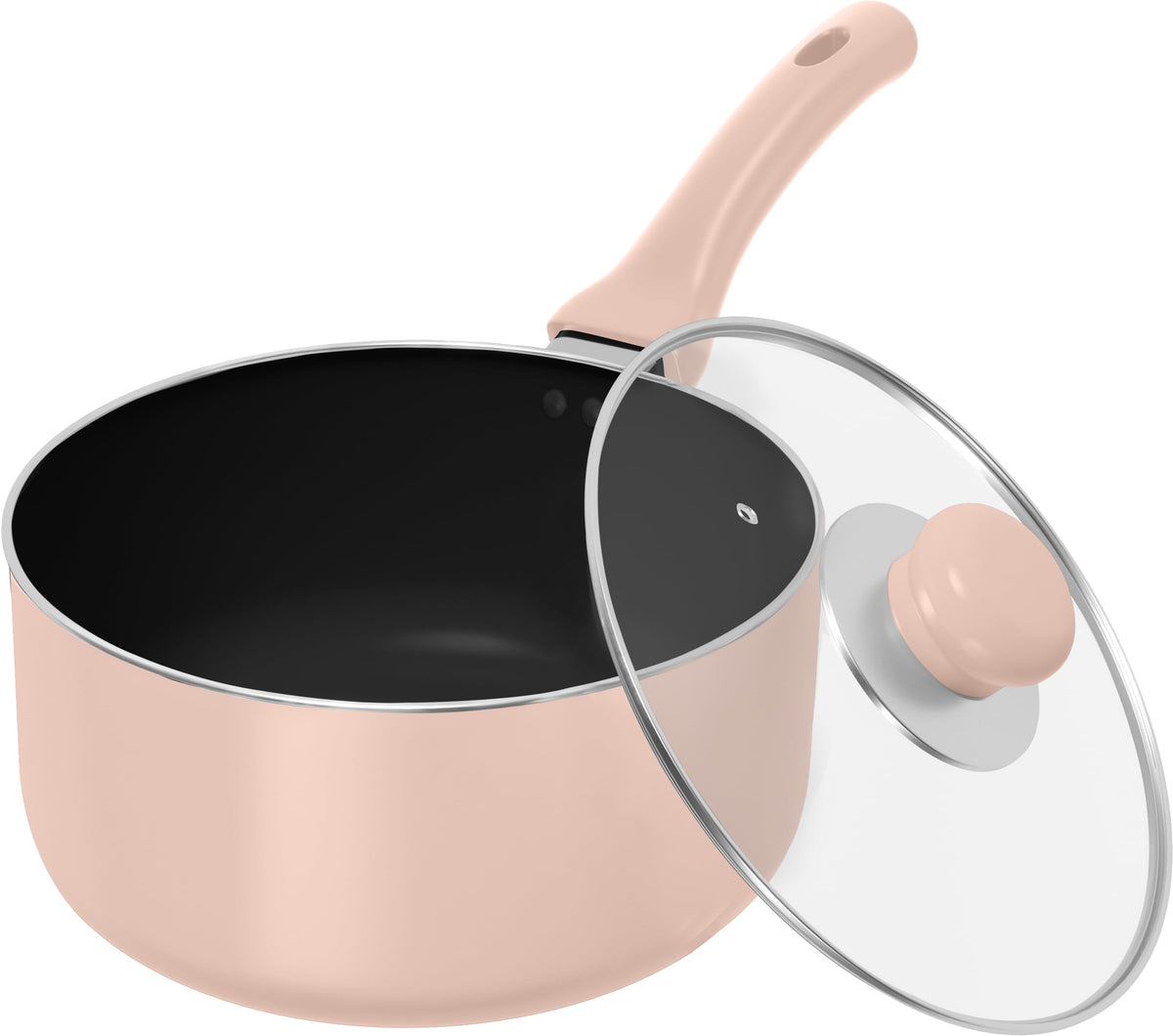 Nonstick Saucepan with Glass Lid & Detachable Handle