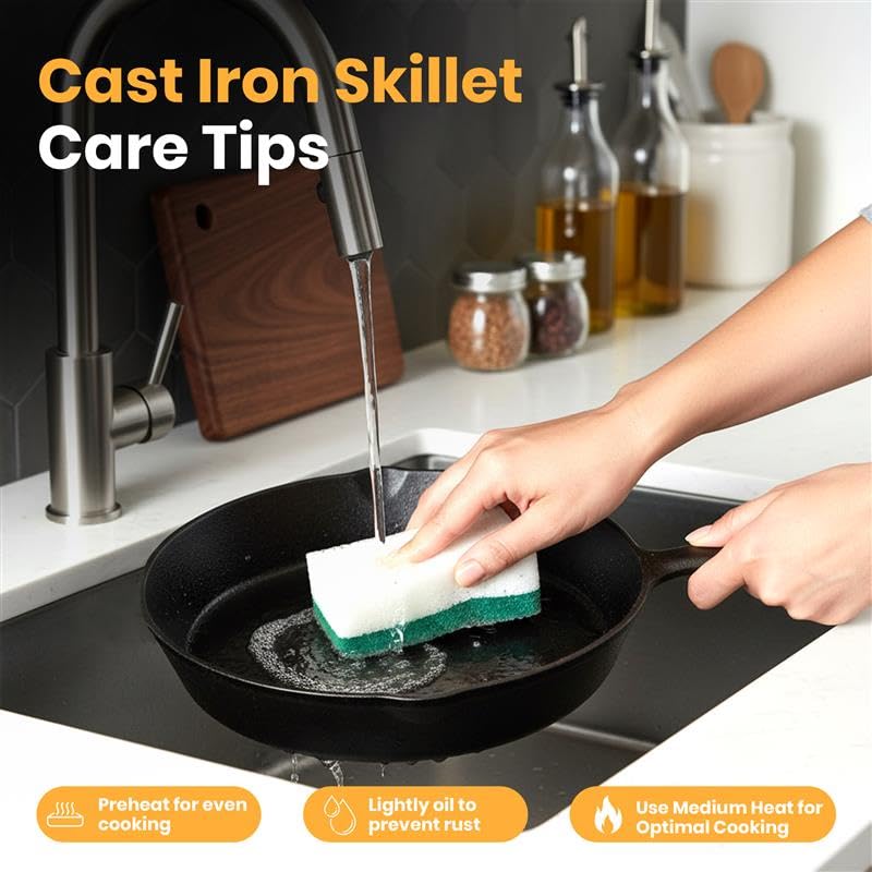 Pre-Seasoned Cast Iron Skillet Set, 3-Piece – 6, 8 & 10 in.