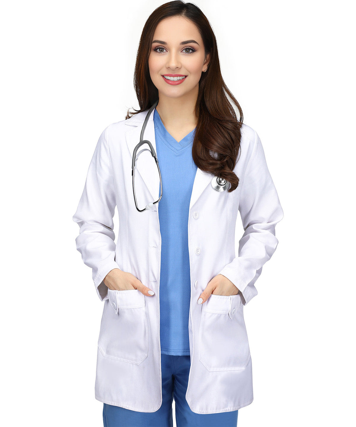 Women's Lab Coat with Side-Slit Access and 3 Pockets