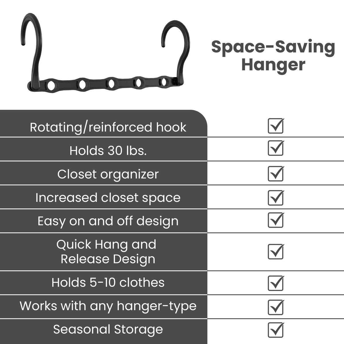 Space Saving Hanger Black