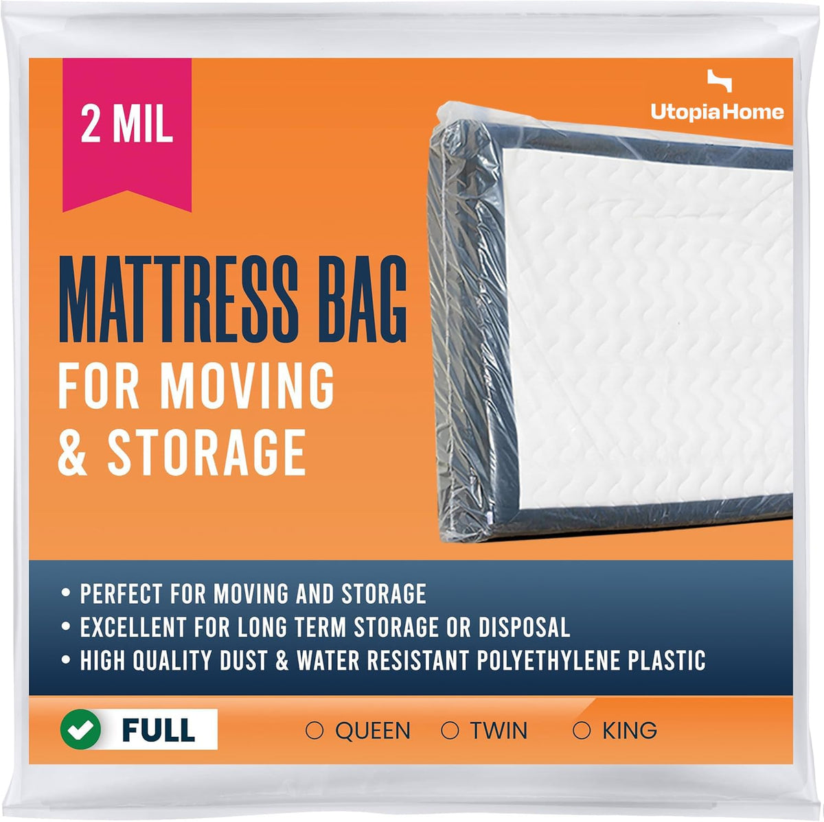 Plastic Mattress Bag for Moving and Storage 2 Mil Thick