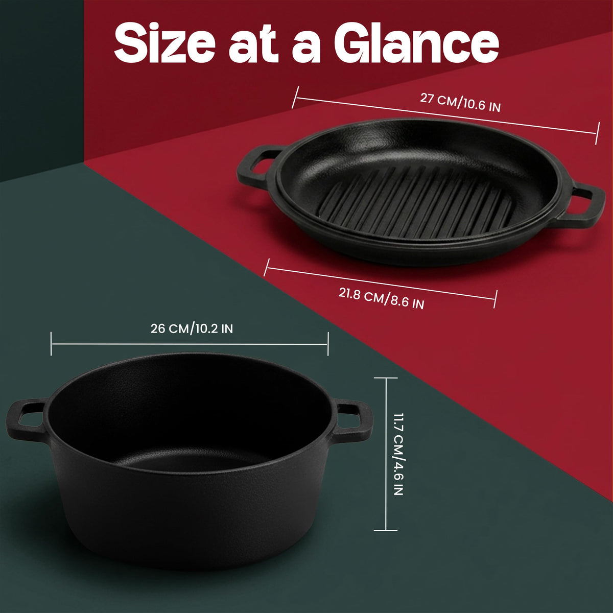 Pre-Seasoned Cast Iron Dutch Oven with Skillet Lid, 5 qt