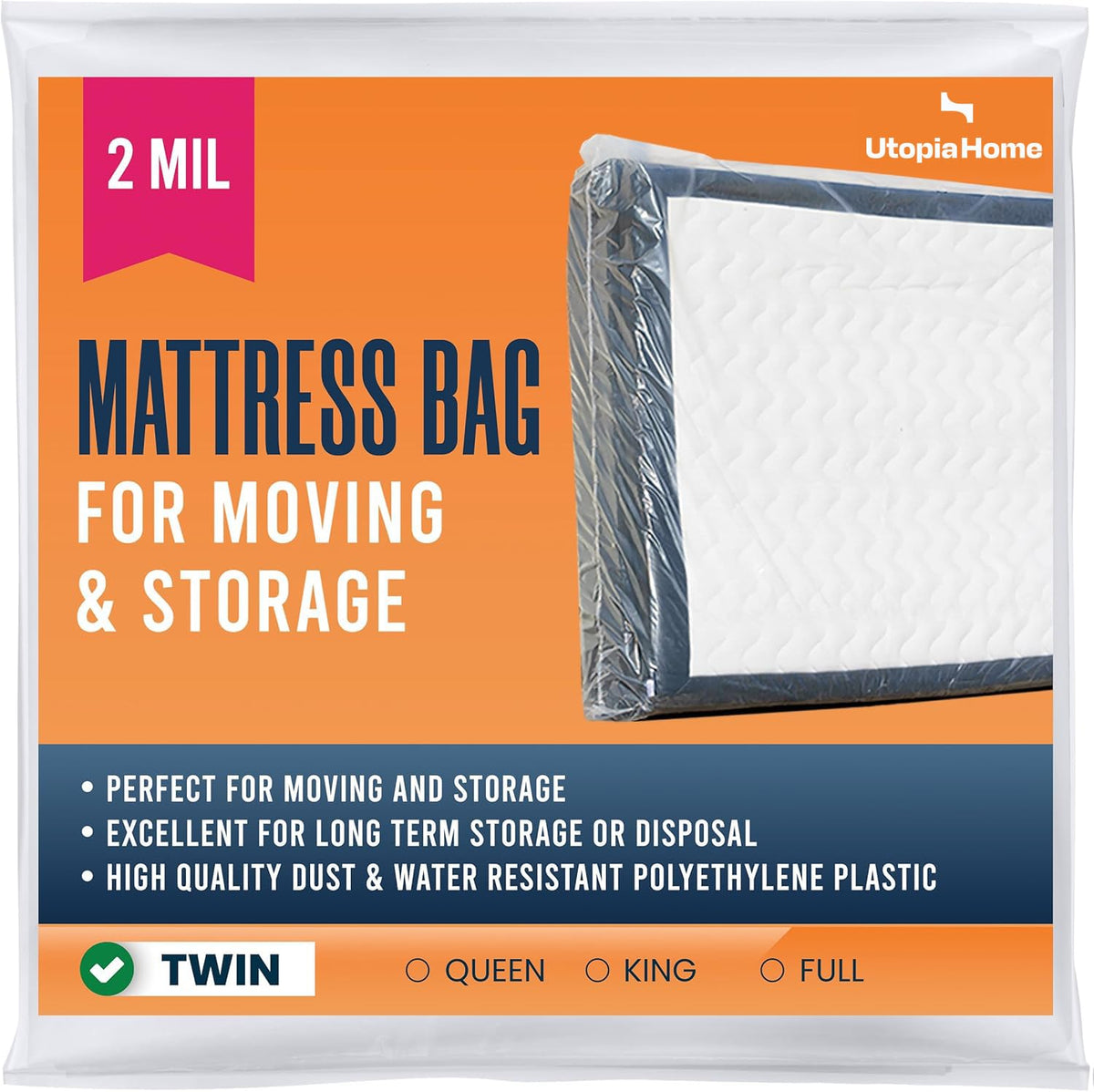 Plastic Mattress Bag for Moving and Storage 2 Mil Thick