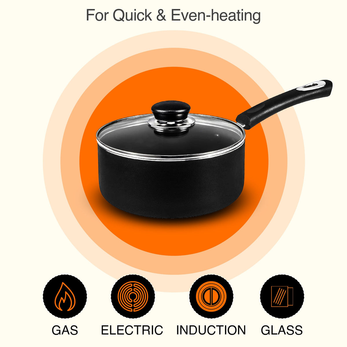 Nonstick Saucepan Set with Lids, 2-Piece