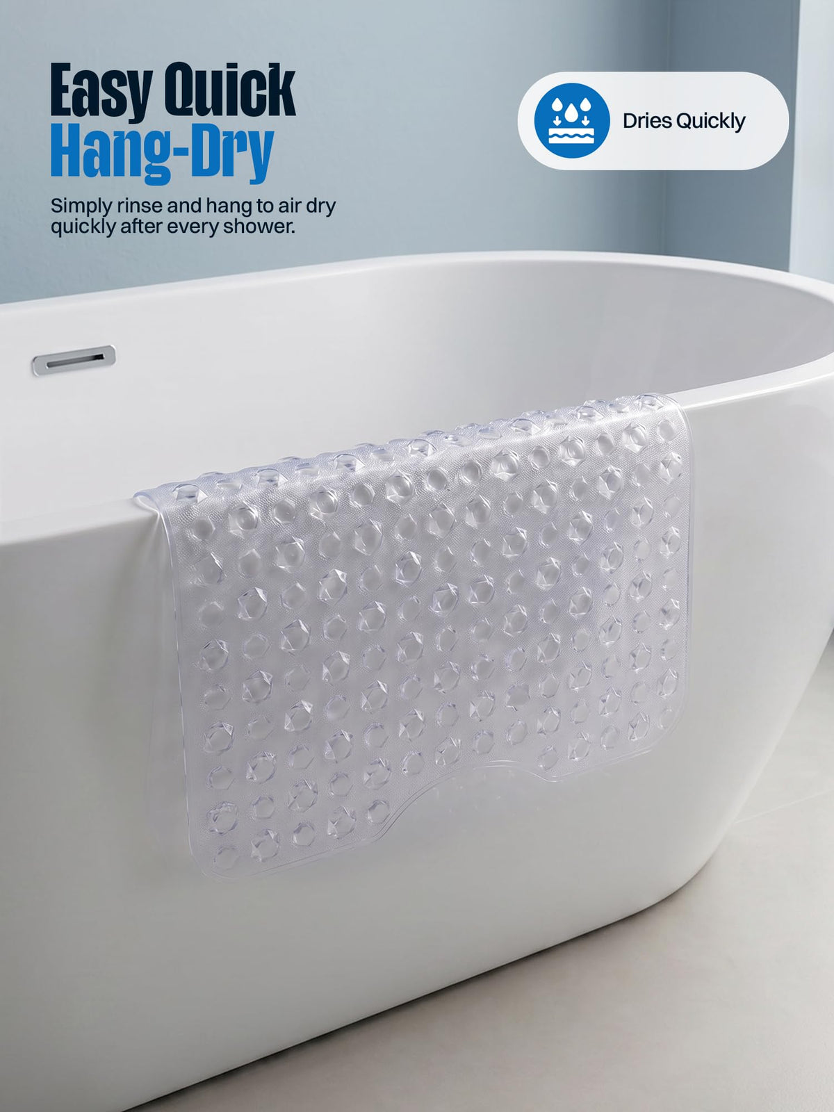 Bath Tub Shower Mat, 40x16 Inch, Clear