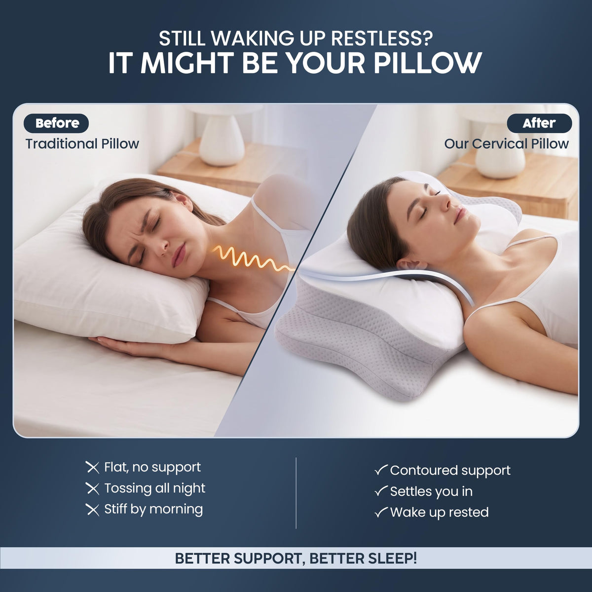 Cervical Neck Pillow - 1 pack