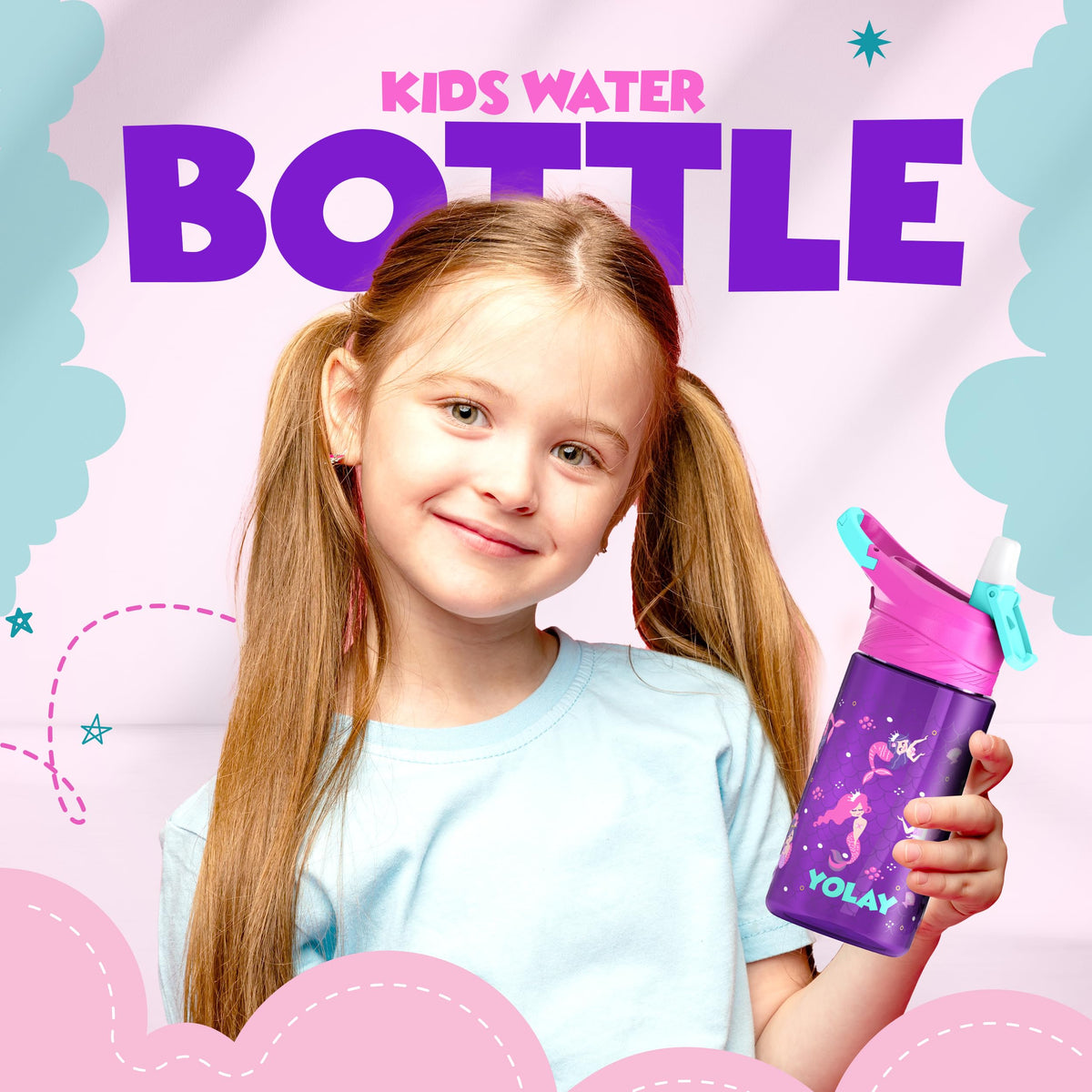 Yolay Kids Water Bottle 15 Oz Mermaid
