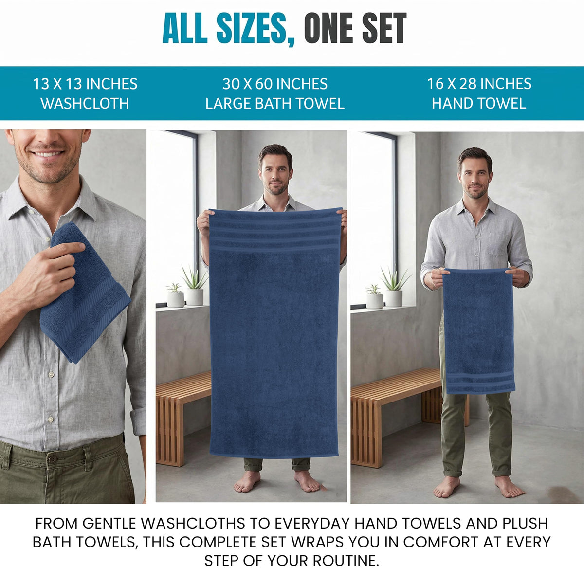 Cotton Towel Set – 8 Piece Navy
