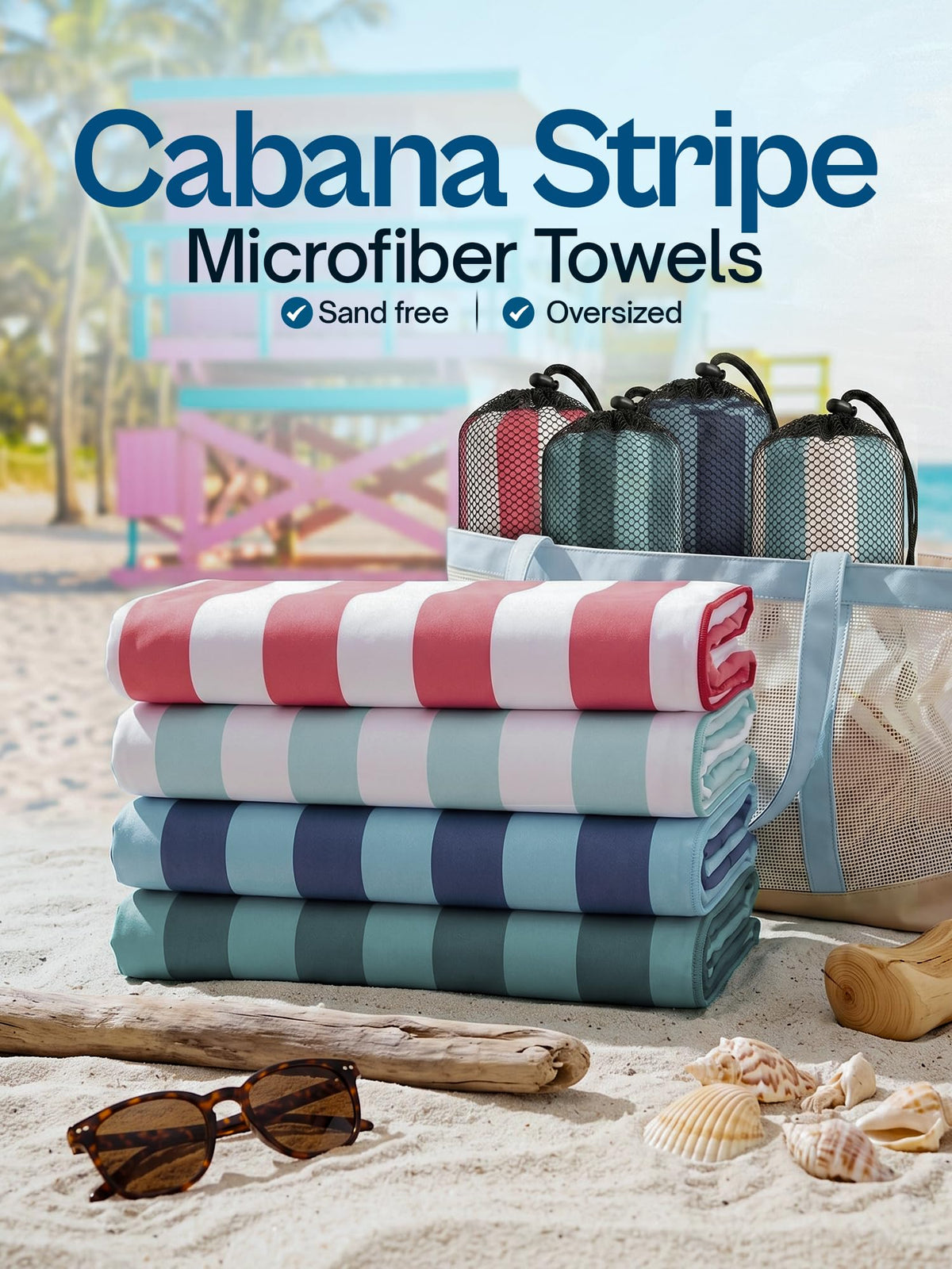 Microfiber Printed Beach Towel, 2 Pack, 32 x 71 in