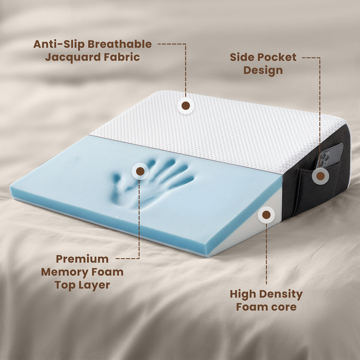 Memory Foam Wedge Pillow - 1 Pack