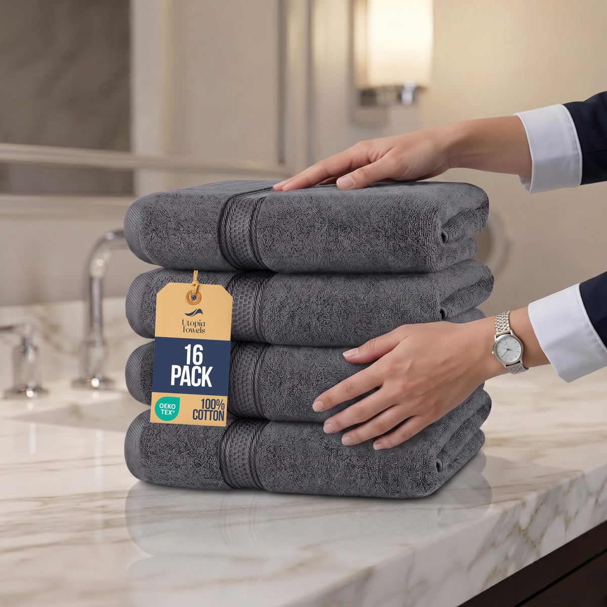 Cotton Bath Towels, 4 Pack – 27 × 54 in