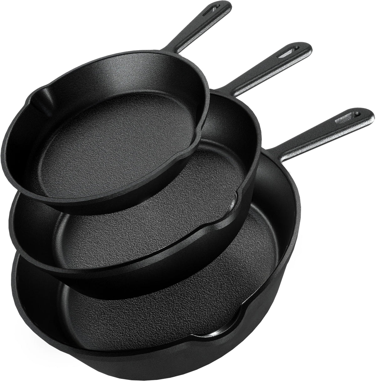 Pre-Seasoned Cast Iron Skillet Set, 3-Piece – 6, 8 & 10 in.