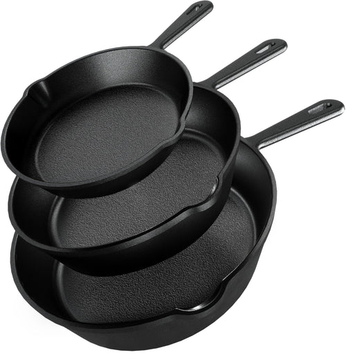 Pre-Seasoned Cast Iron Skillet Set, 3-Piece – 6, 8 & 10 in.