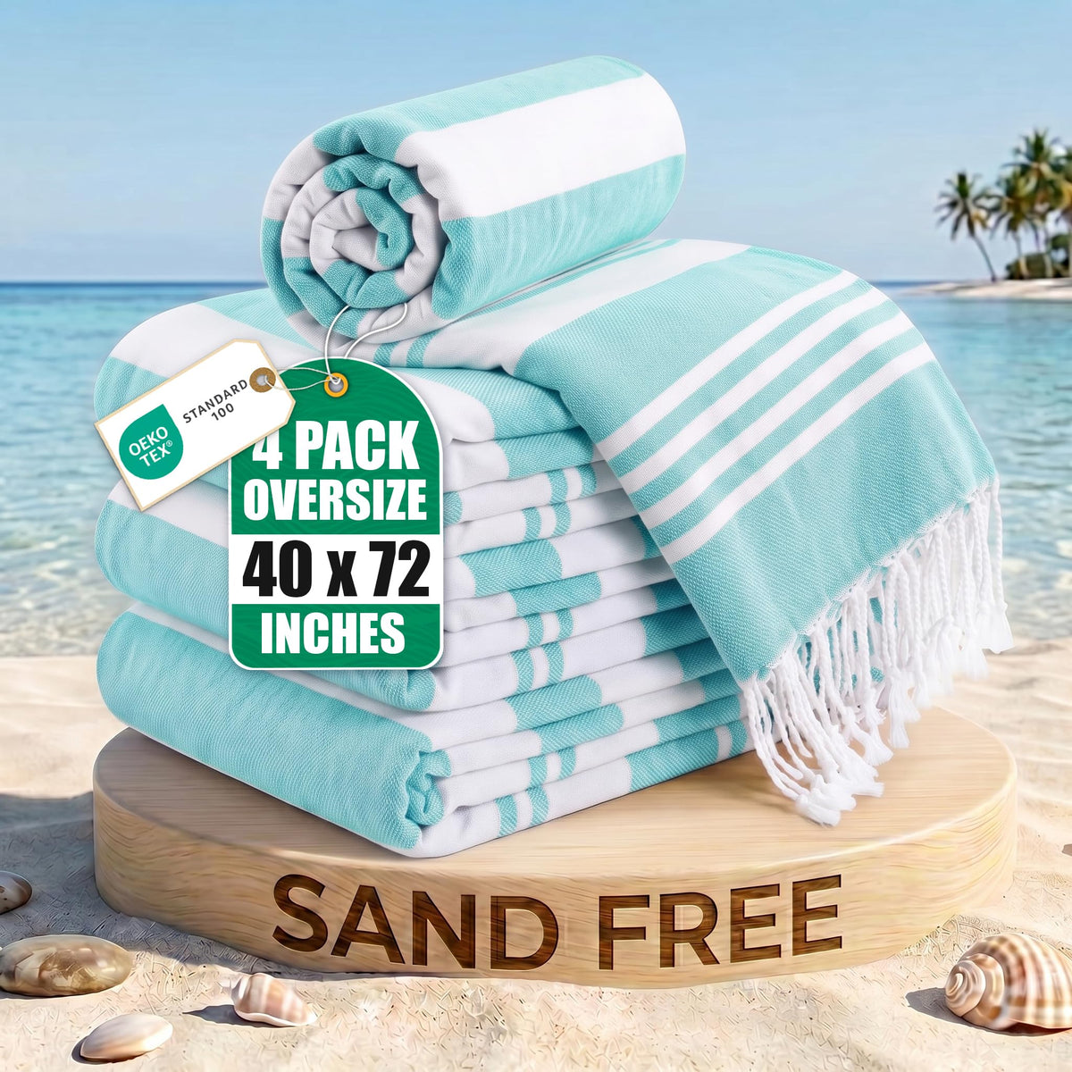 Cabana Cotton Beach Towels 6 pack, 30 x 60 in, Variety