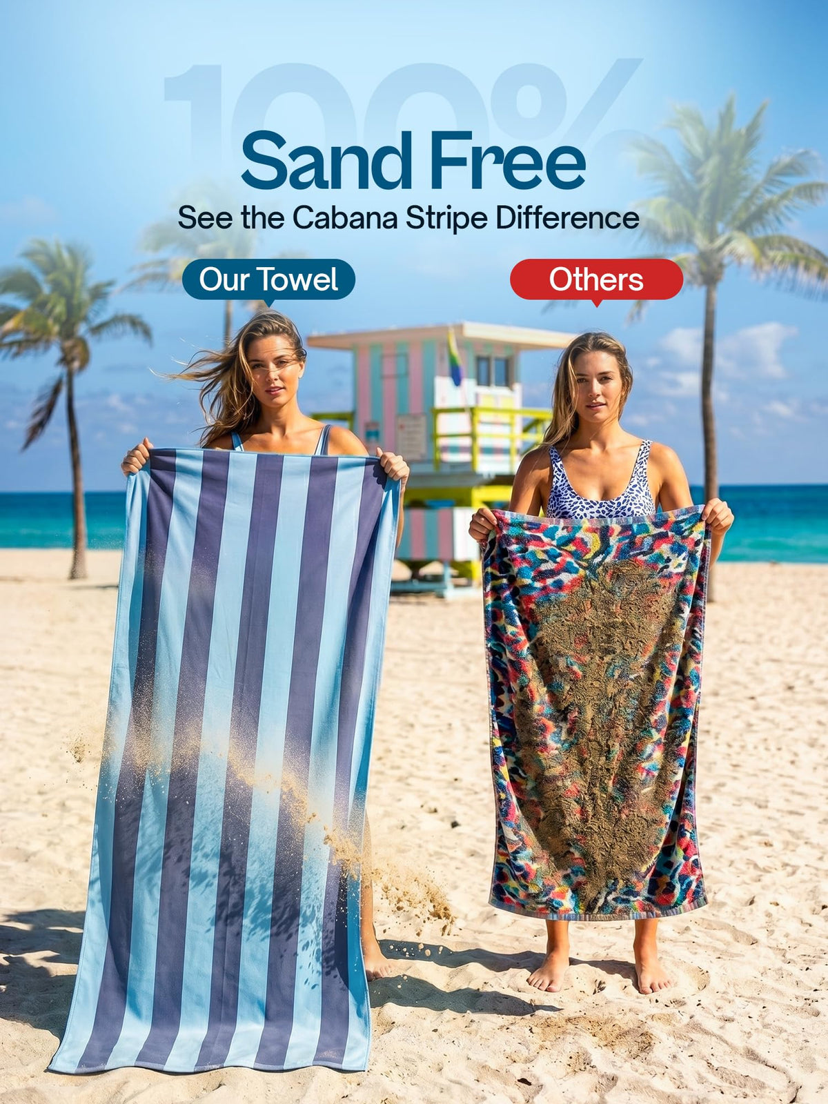 Microfiber Printed Beach Towel, 2 Pack, 32 x 71 in