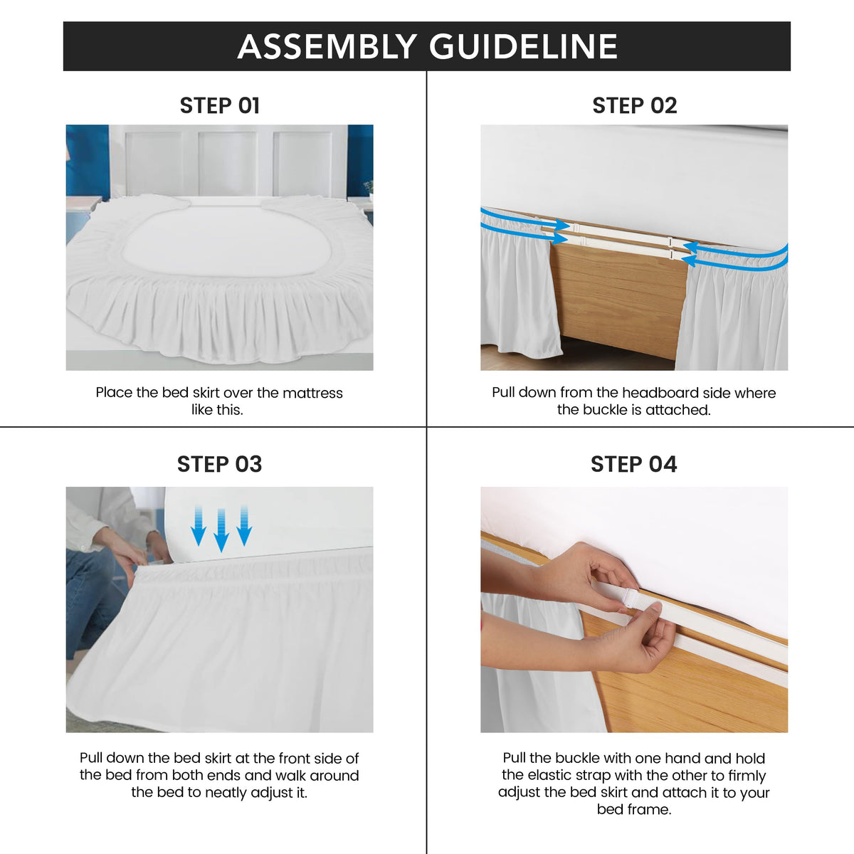 Wrap Around Bed Skirt, 16 Inch Drop