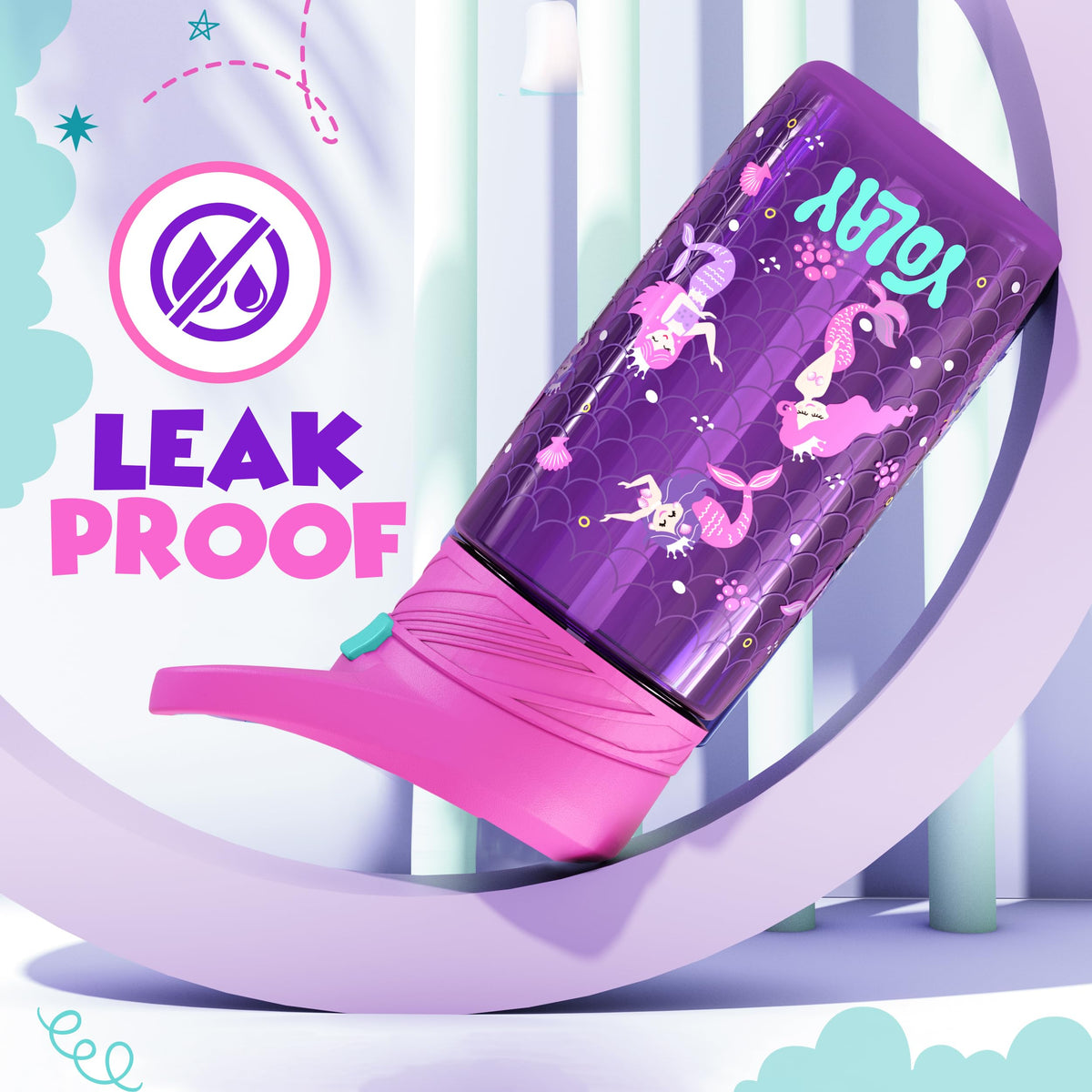 Yolay Kids Water Bottle 15 Oz Mermaid