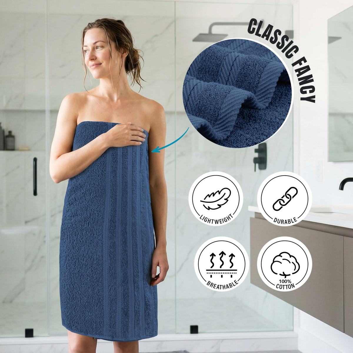 Cotton Towel Set – 8 Piece Navy