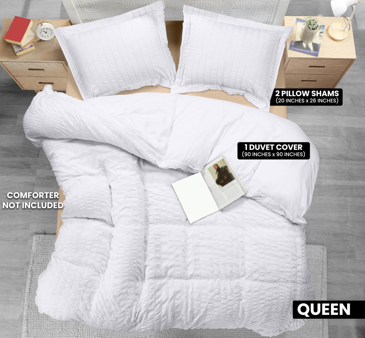 Microfiber Seersucker Duvet Cover Set