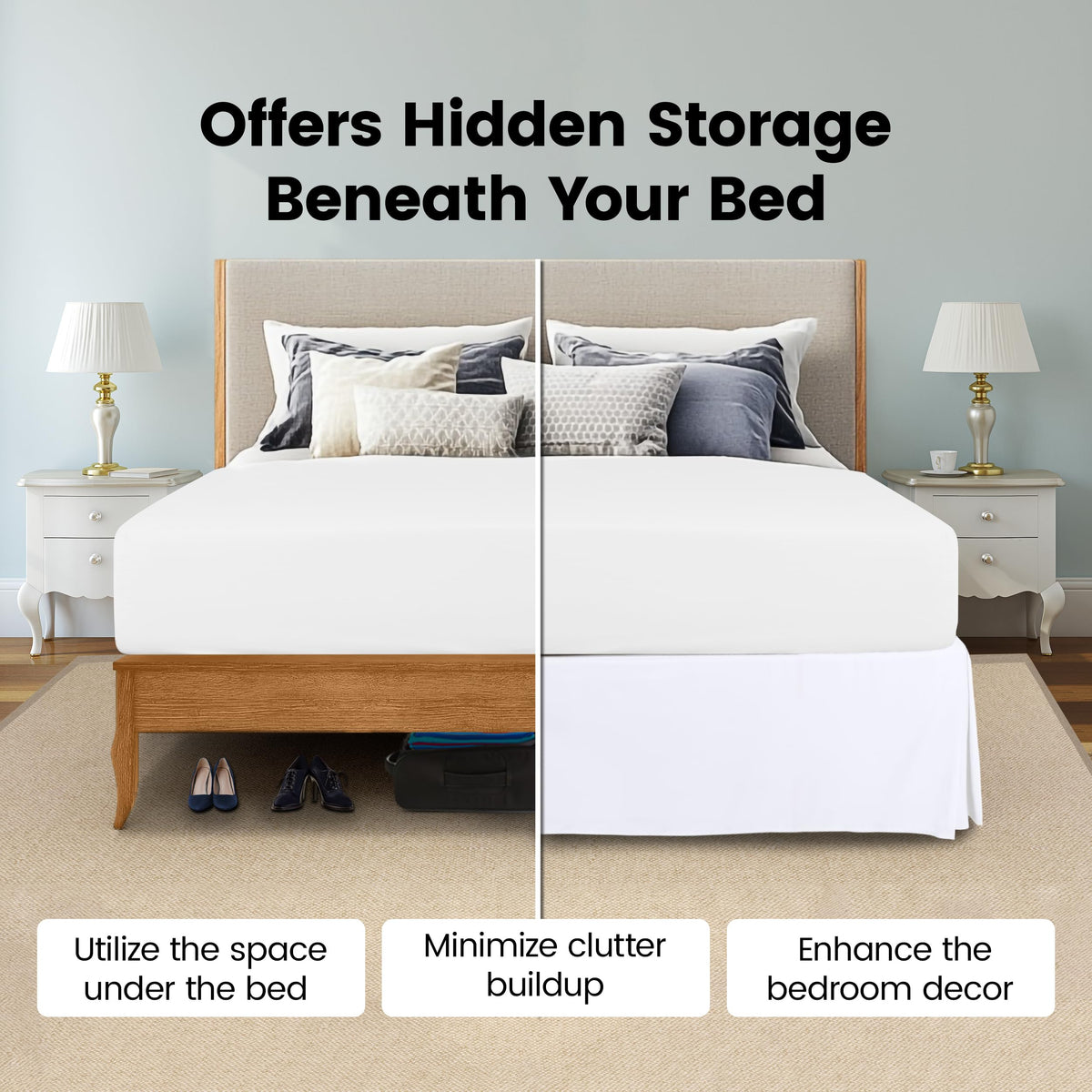 Pleated Bed Skirt, 16 Inch Drop