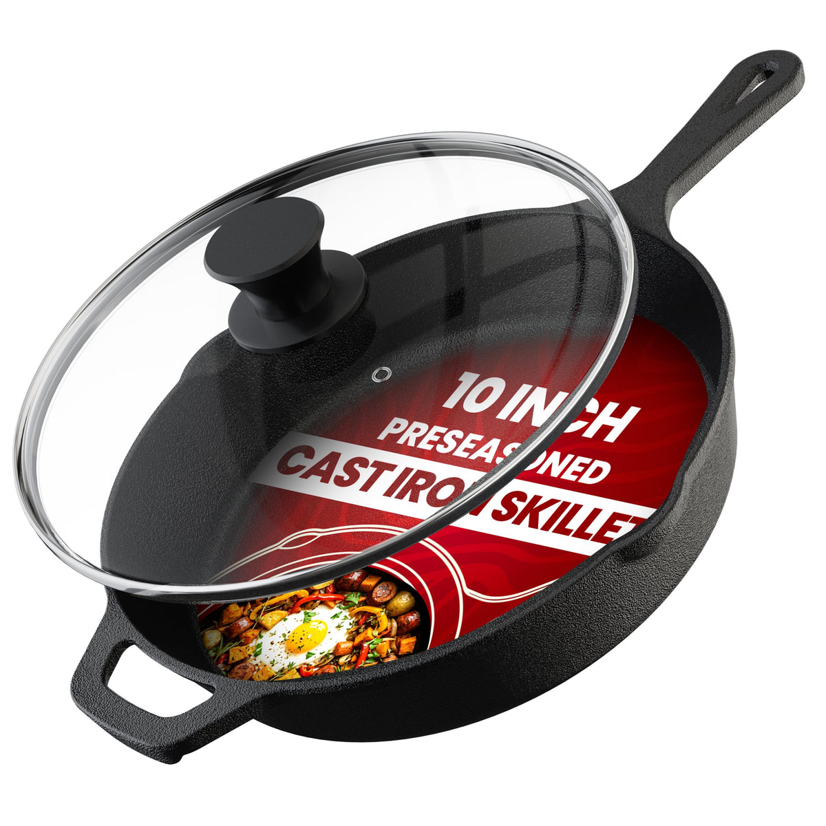 Pre-Seasoned Cast Iron Skillet with Lid
