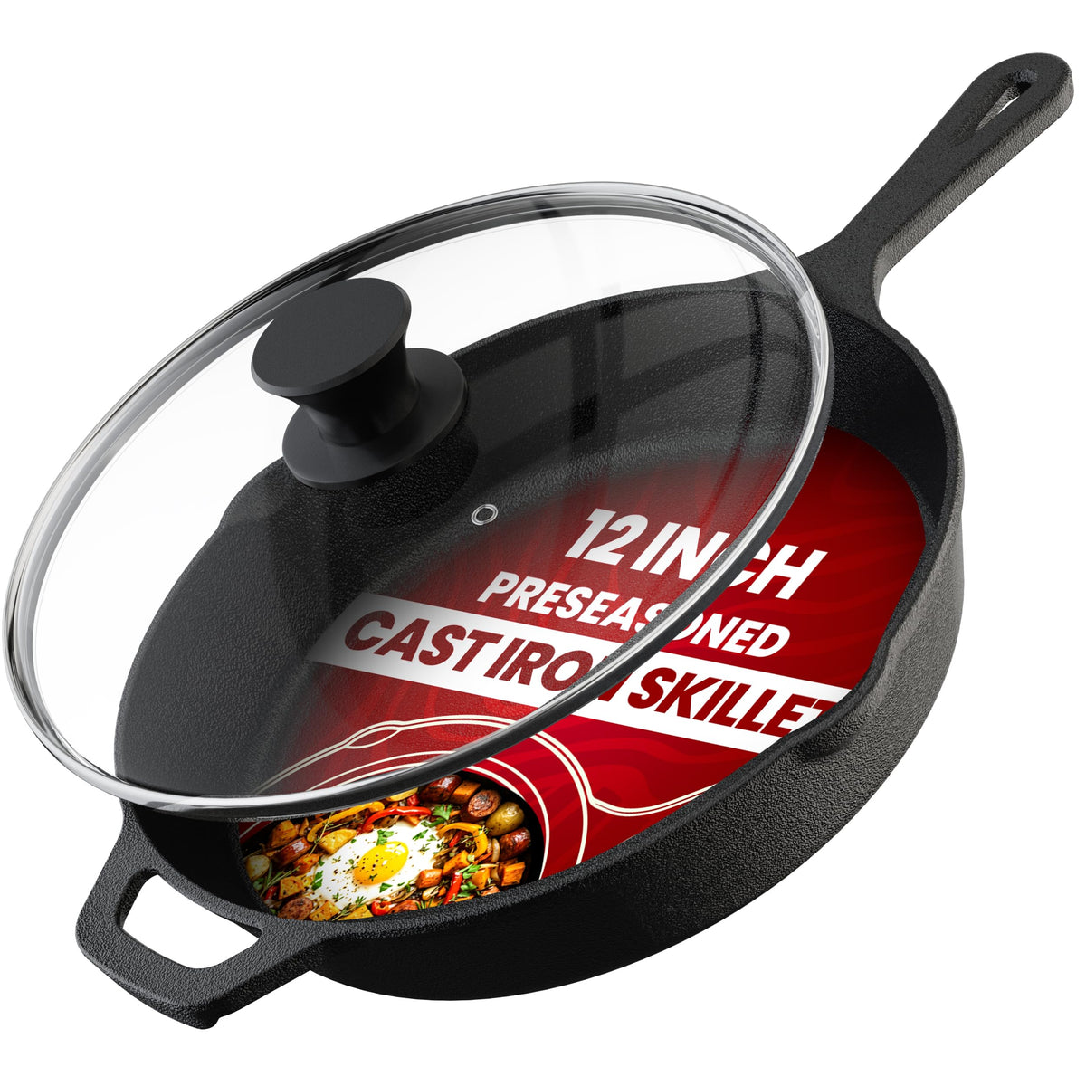 Pre-Seasoned Cast Iron Skillet with Lid