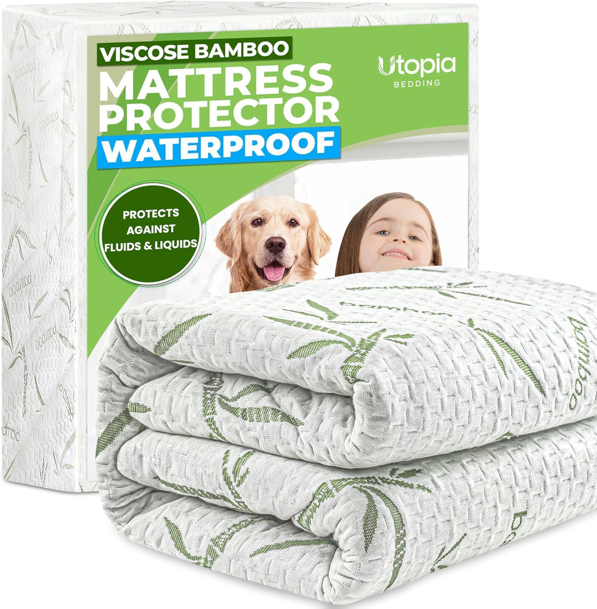 Bamboo Viscose Waterproof Mattress Protector, 15" Deep Pocket