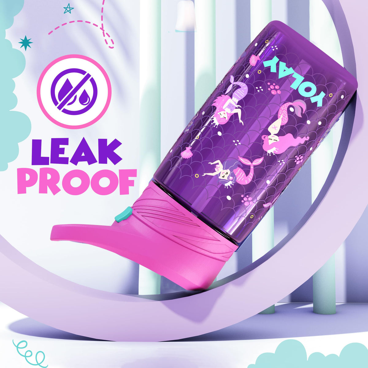 Yolay Kids Water Bottle 15 Oz Mermaid