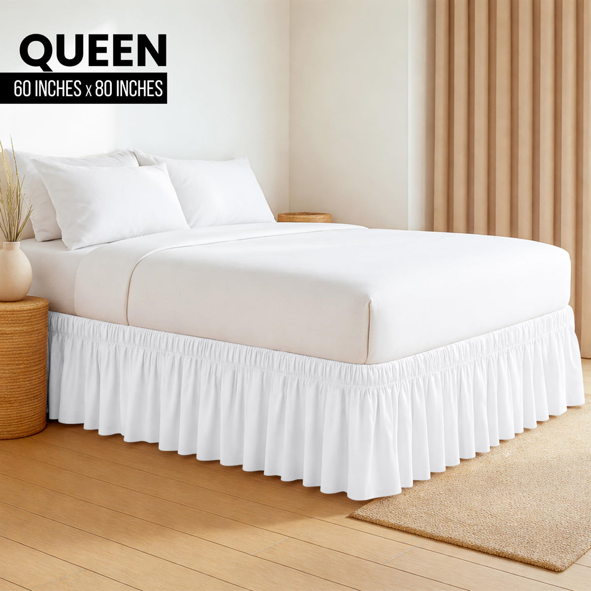 Wrap Around Bed Skirt, 16 Inch Drop