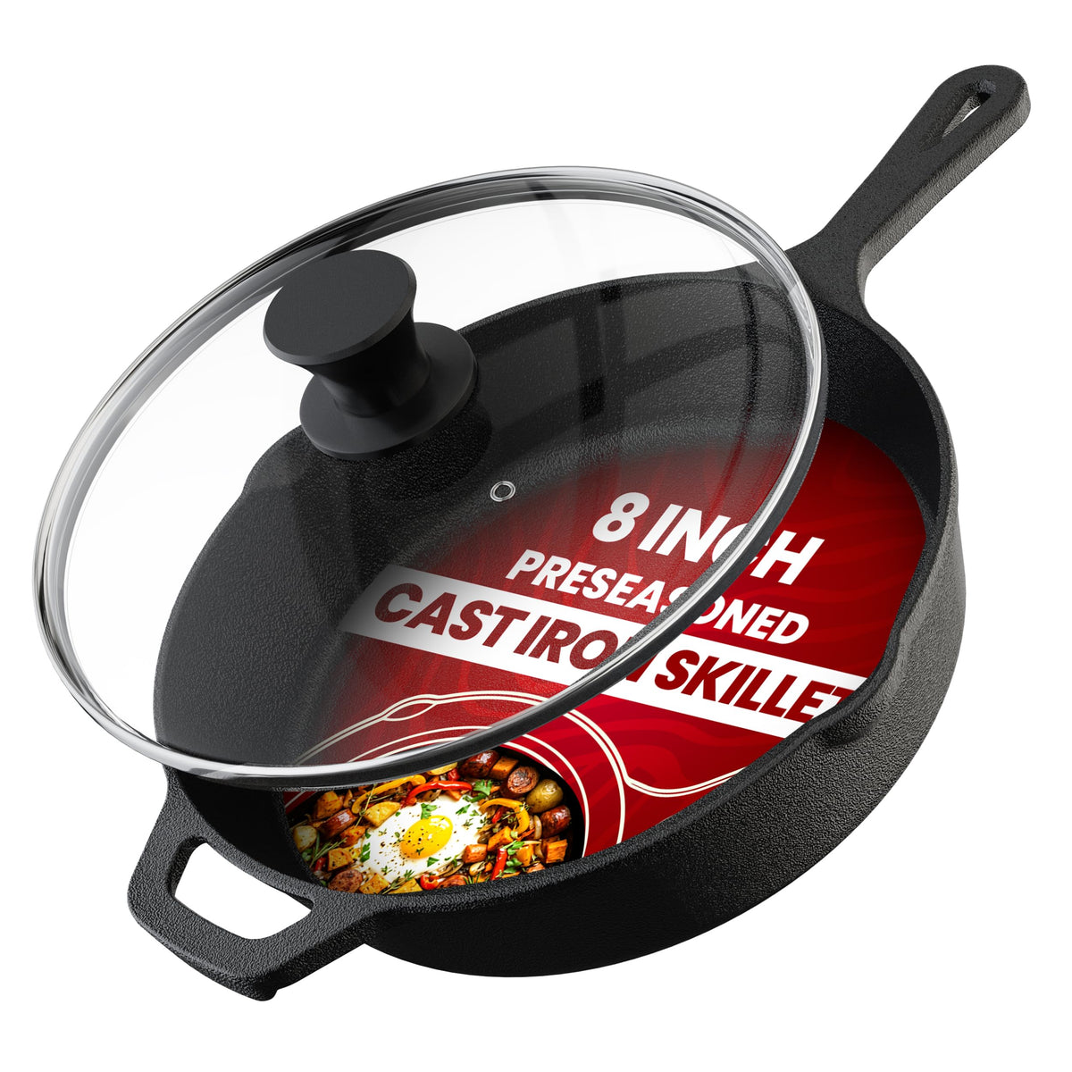 Pre-Seasoned Cast Iron Skillet with Lid
