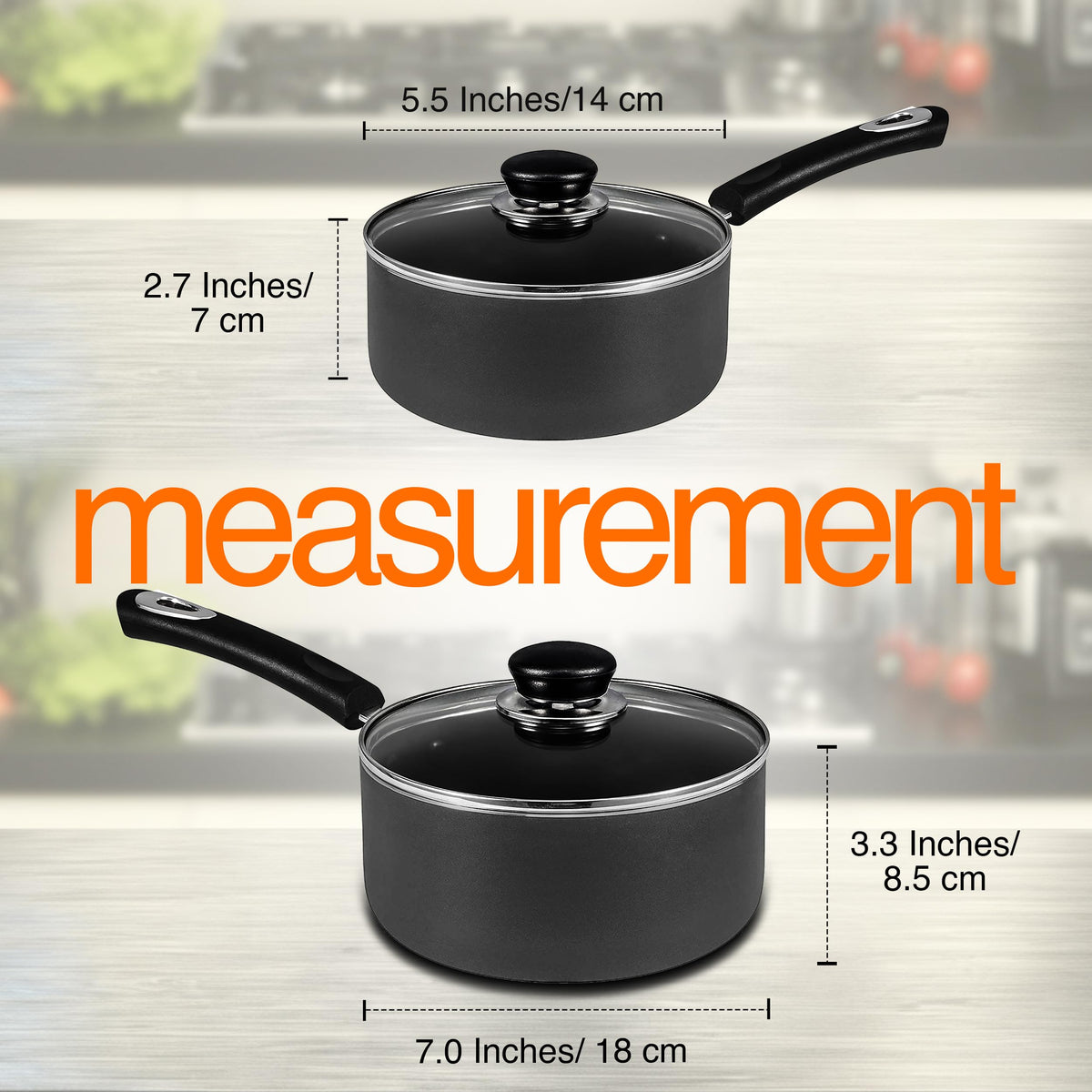 Nonstick Saucepan Set with Lids, 2-Piece