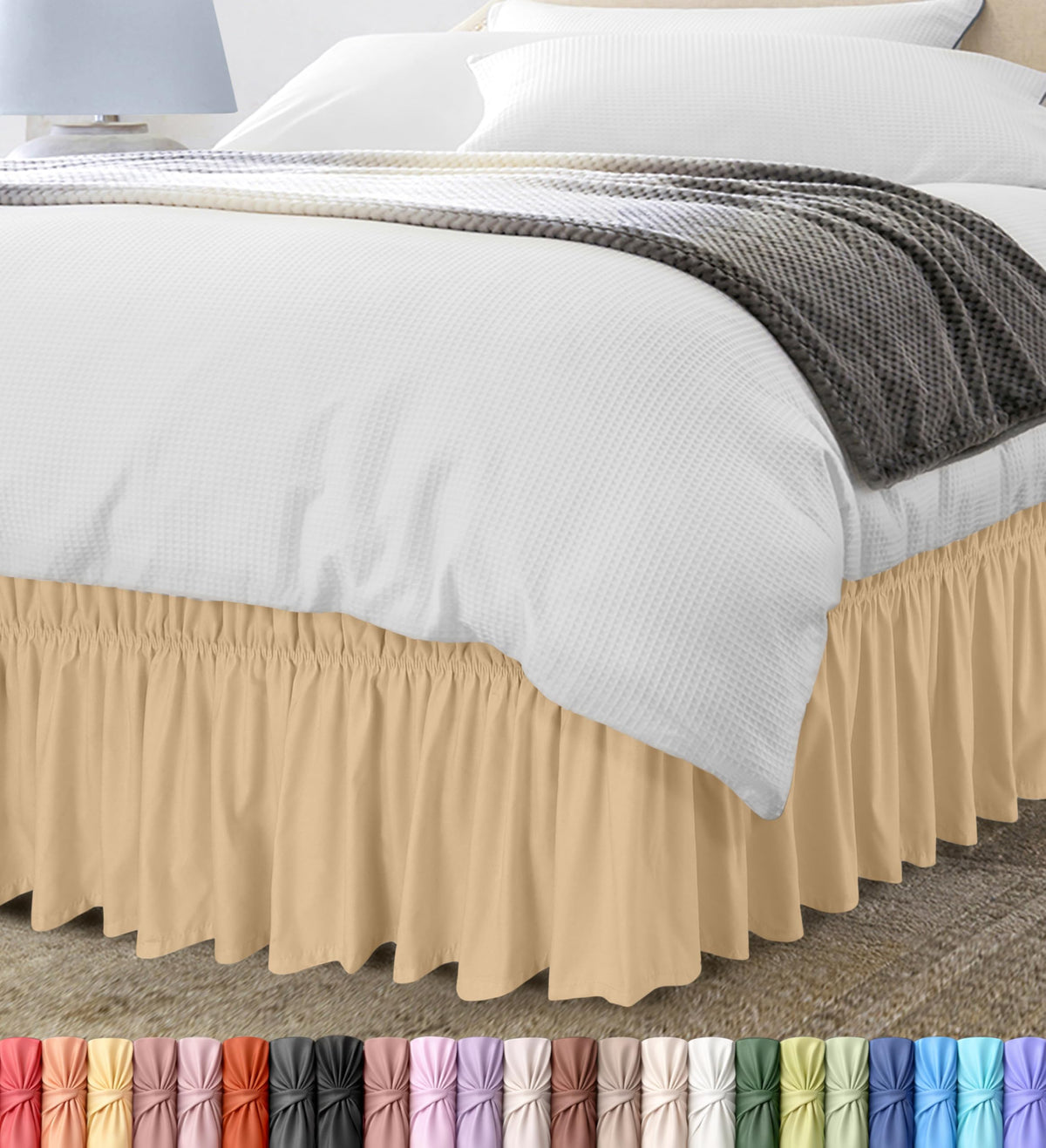 Wrap Around Bed Skirt, 16 Inch Drop