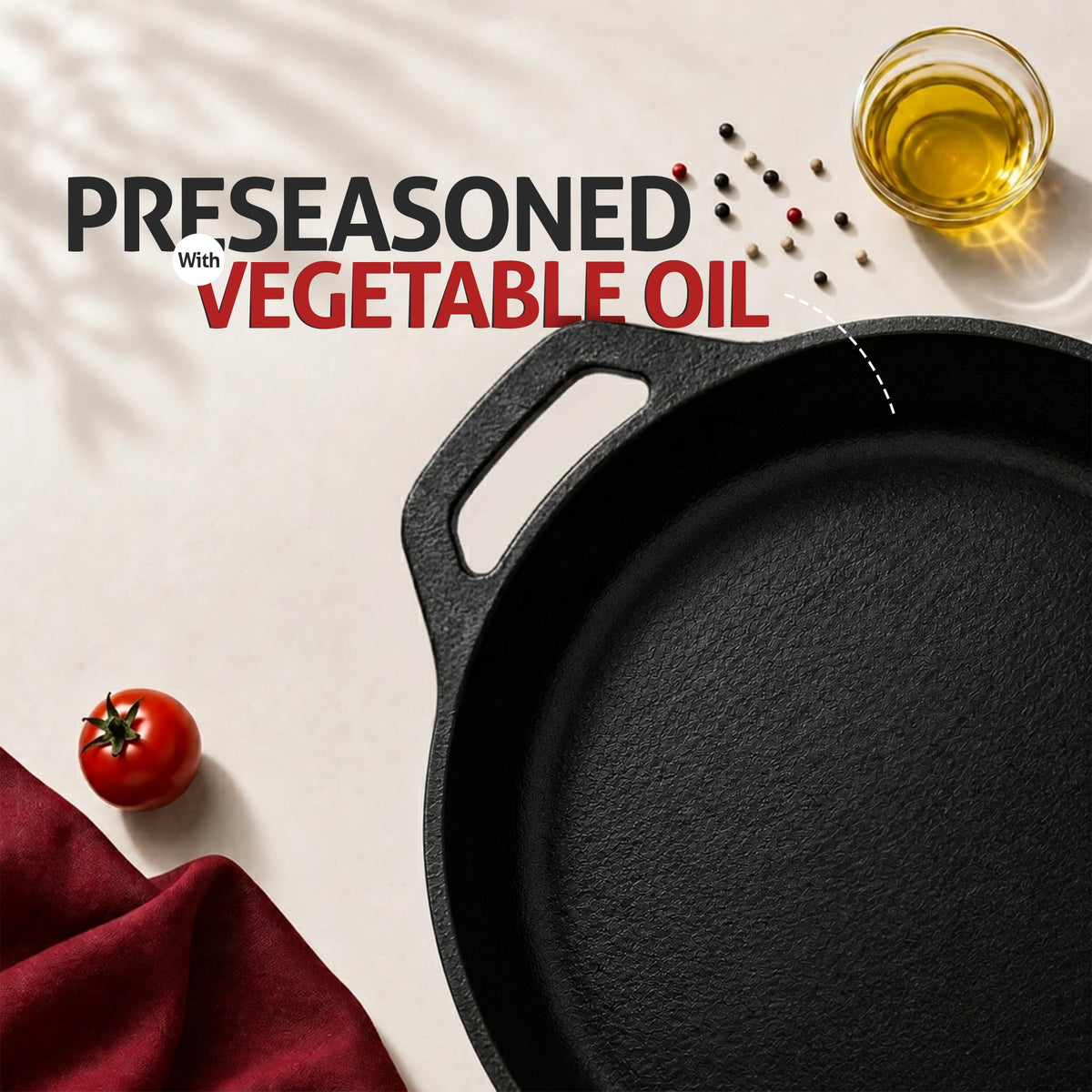 Pre-Seasoned Cast Iron Skillet, PFAS-Free