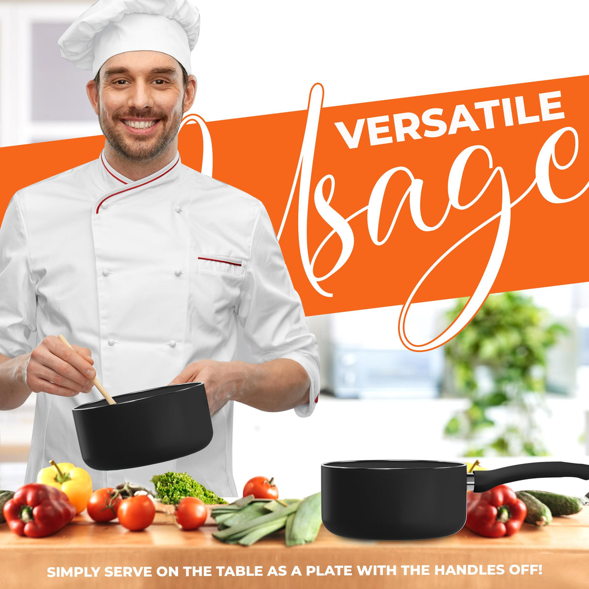 Nonstick Saucepan with Glass Lid & Detachable Handle