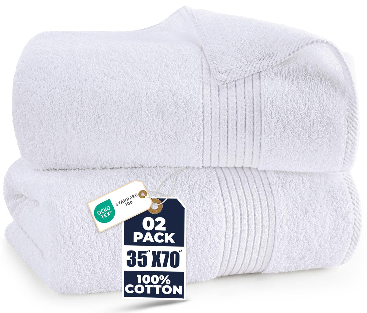 Extra Large Cotton Bath Sheets, 2 Pack – 35 × 70 in