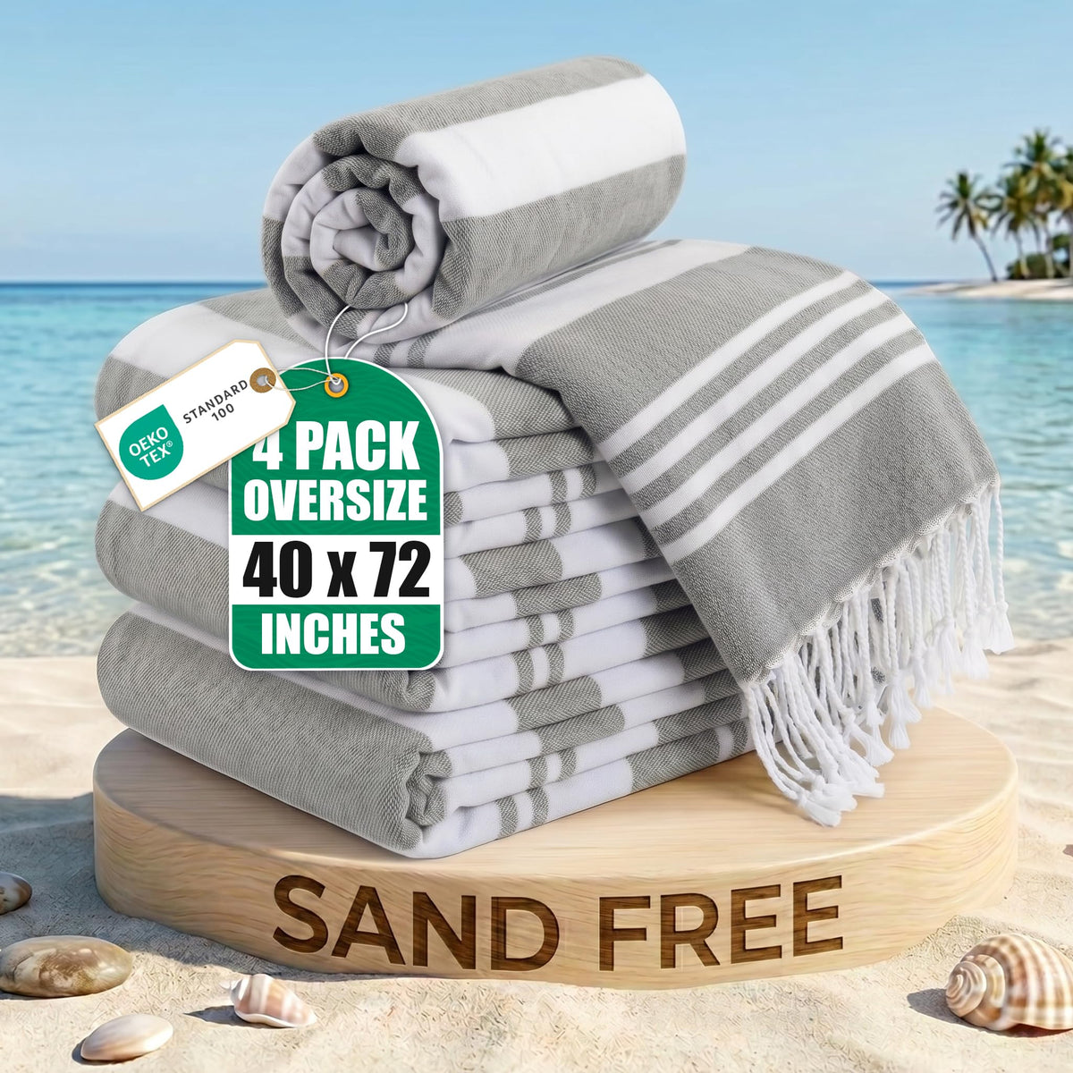 Cabana Cotton Beach Towels 6 pack, 30 x 60 in, Variety