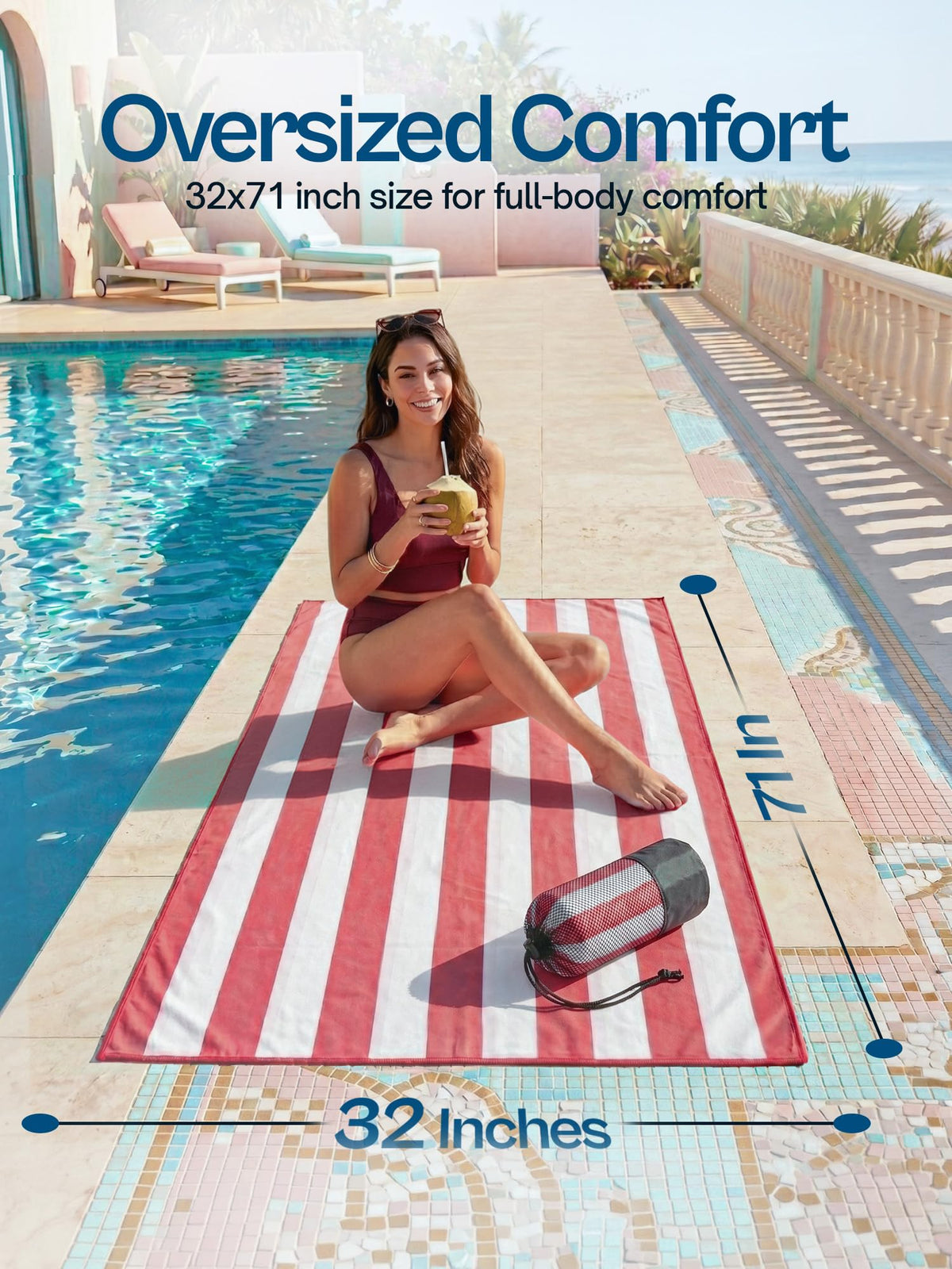 Microfiber Printed Beach Towel, 2 Pack, 32 x 71 in