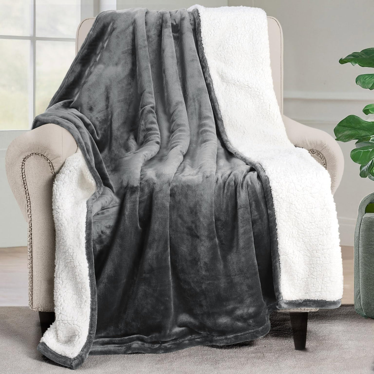 Reversible Sherpa Fleece Blanket