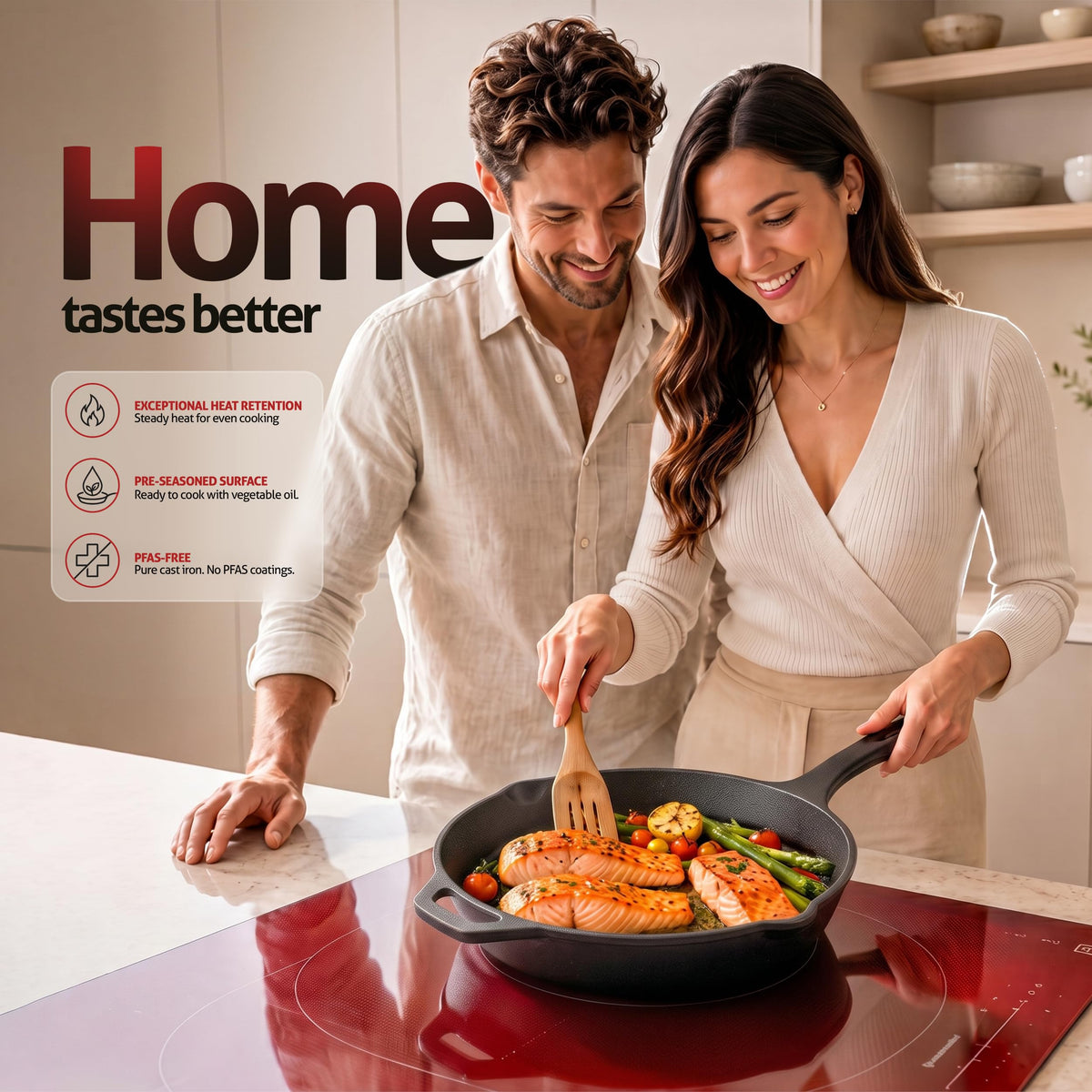 Pre-Seasoned Cast Iron Skillet, PFAS-Free
