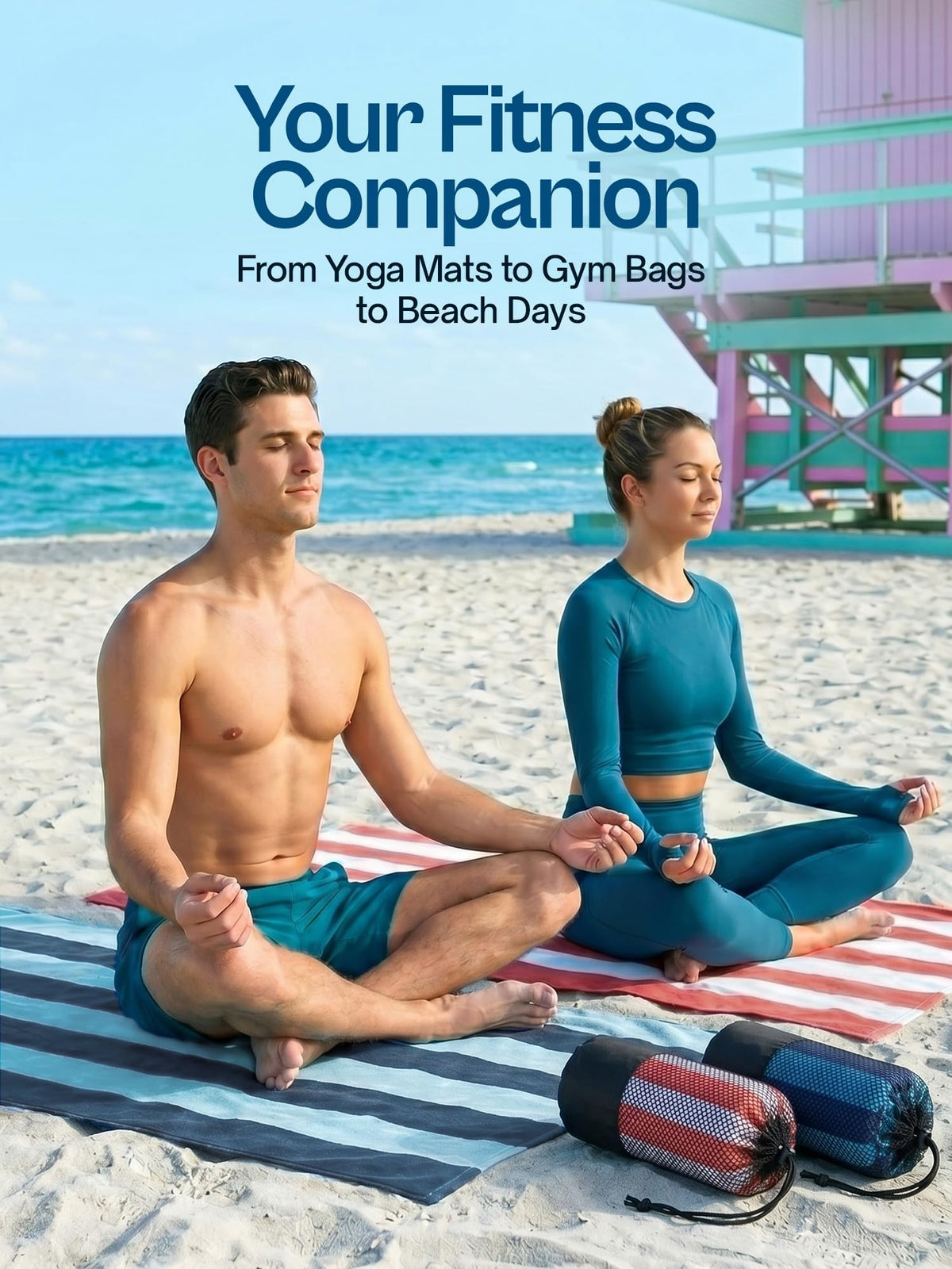 Microfiber Printed Beach Towel, 2 Pack, 32 x 71 in
