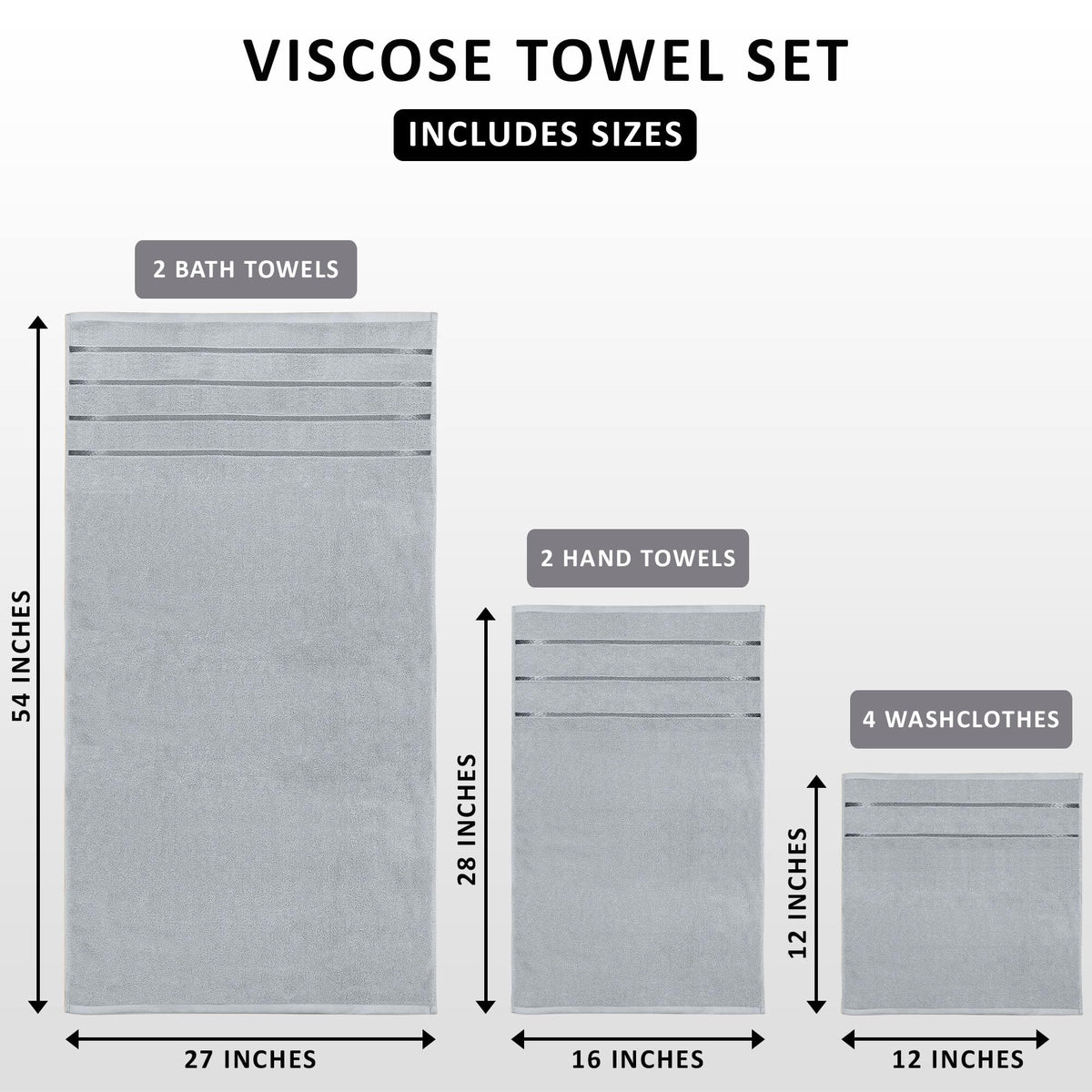 Viscose Stripe Towel Set – 8 Piece