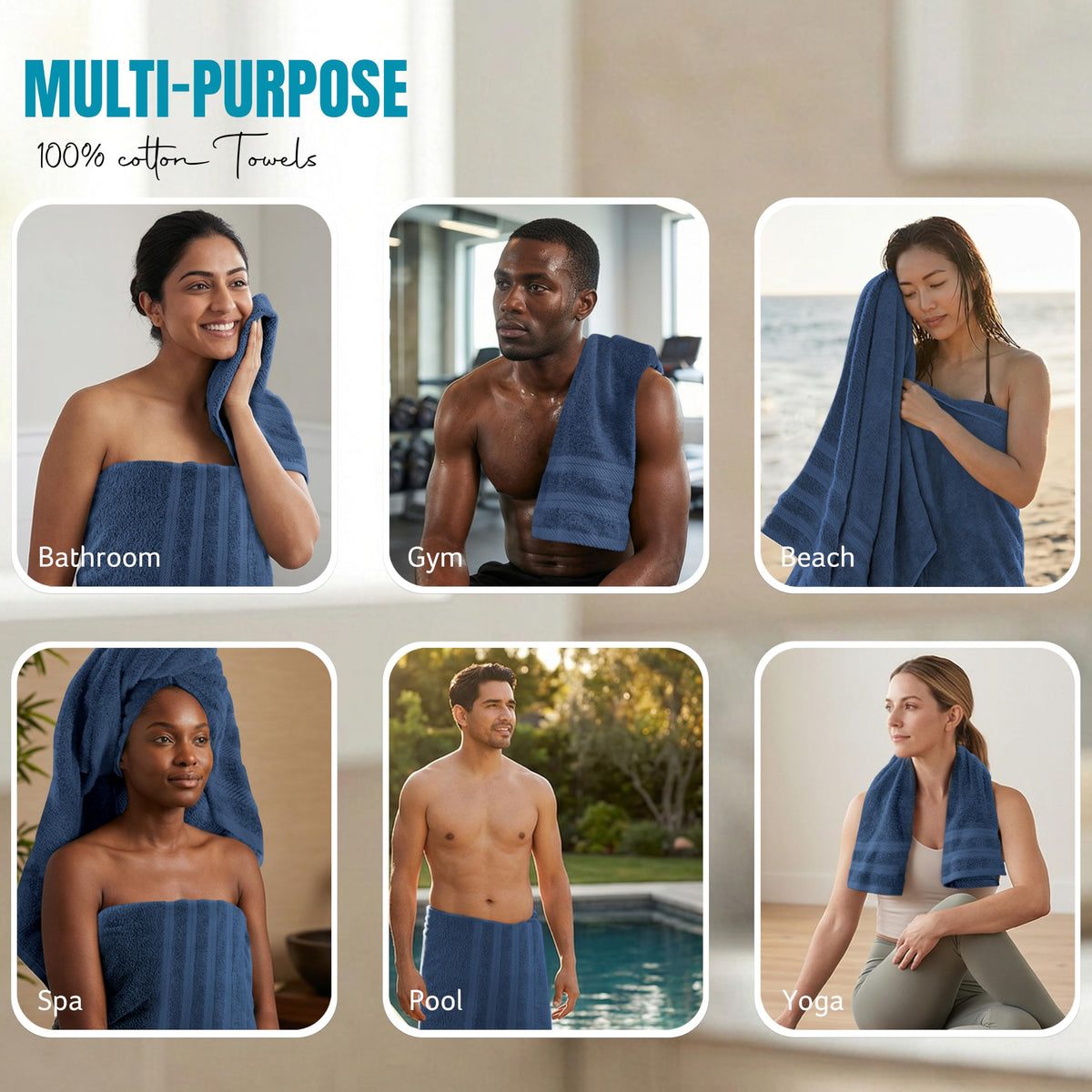 Cotton Towel Set – 8 Piece Navy