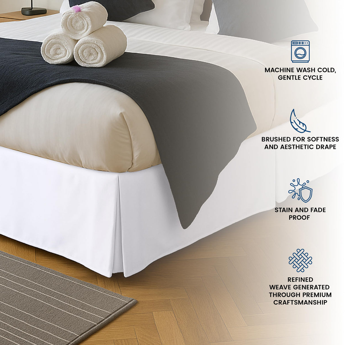 Pleated Bed Skirt, 16 Inch Drop
