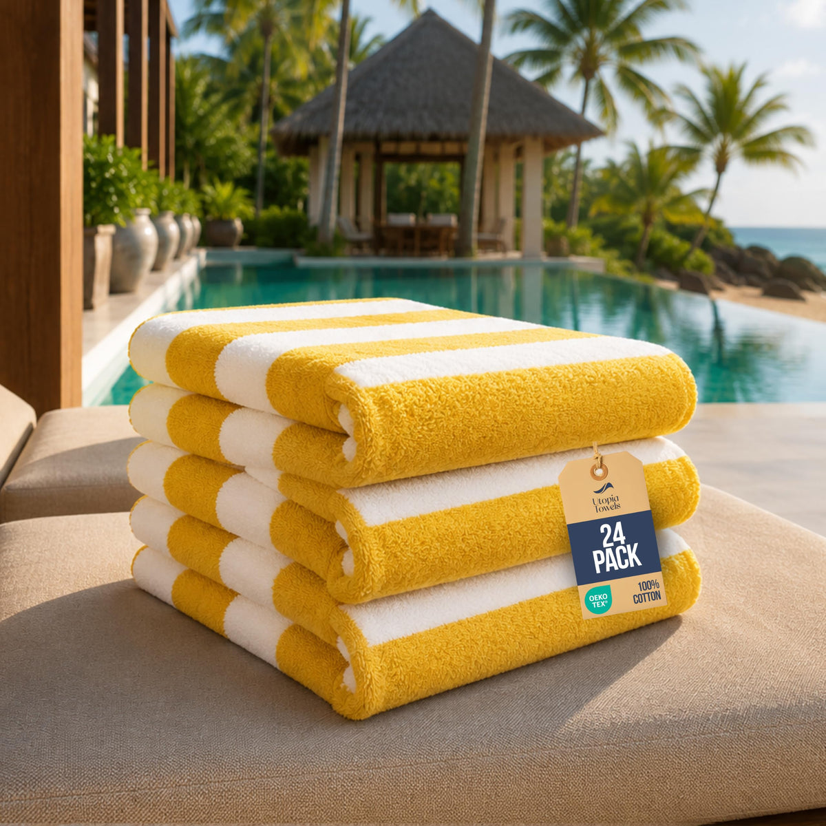 Cabana Cotton Beach Towels 6 pack, 30 x 60 in, Variety