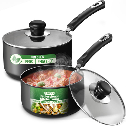 Nonstick Saucepan Set with Lids, 2-Piece