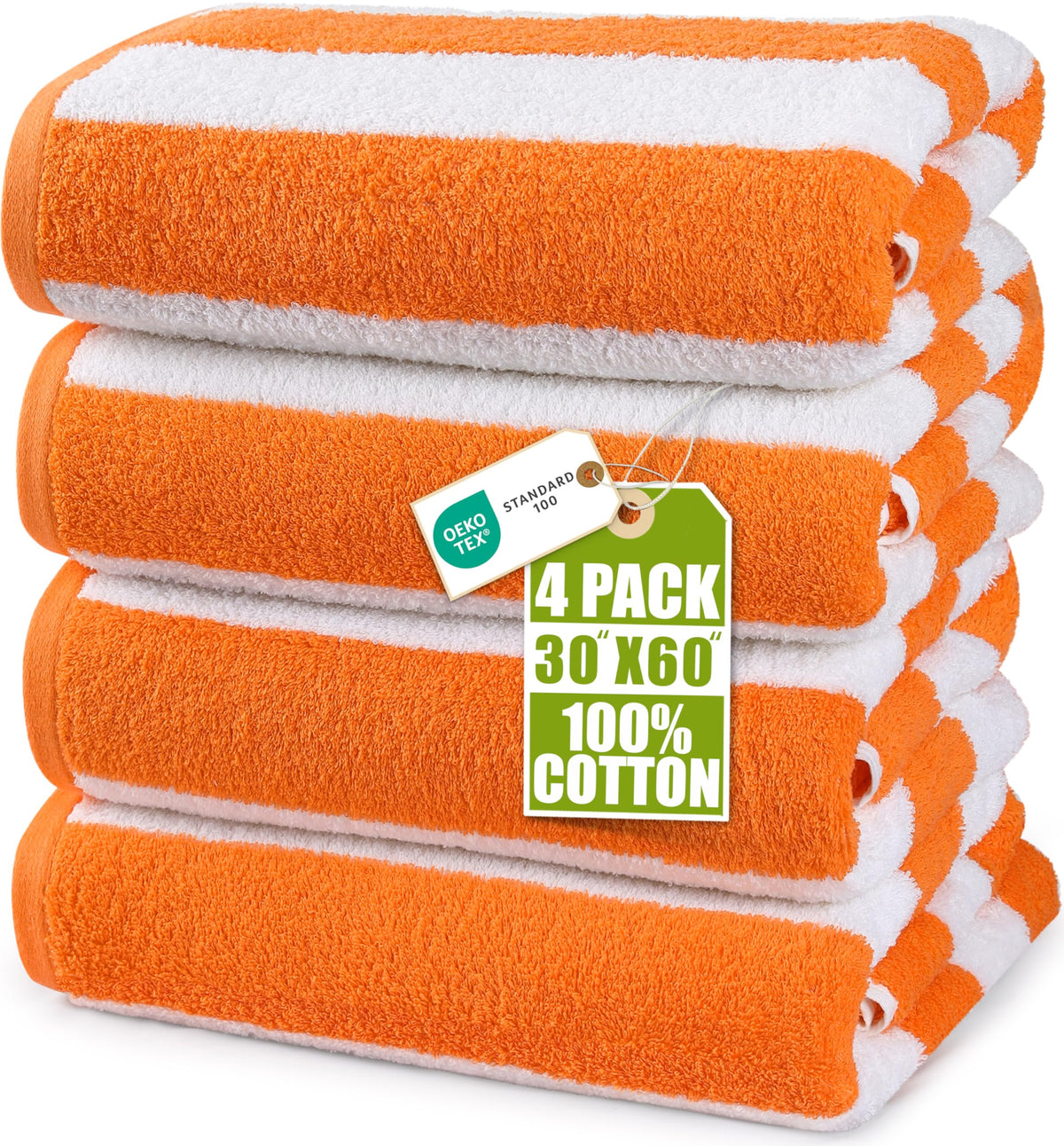 Cabana Cotton Beach Towels 6 pack, 30 x 60 in, Variety
