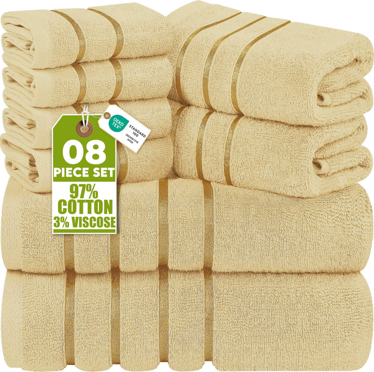 Viscose Stripe Towel Set – 8 Piece