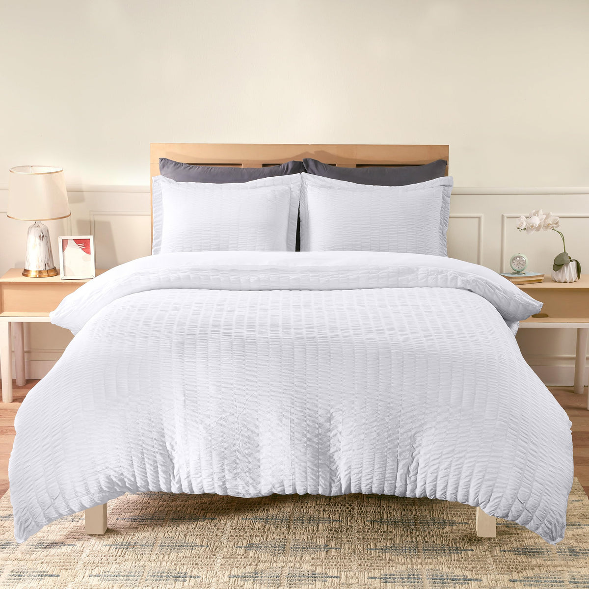 Microfiber Seersucker Duvet Cover Set